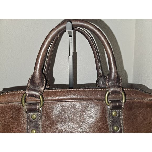 VTG Fossil Brown Leather Bag Briefcase Laptop Messenger READ* 15x12 - Picture 4 of 11